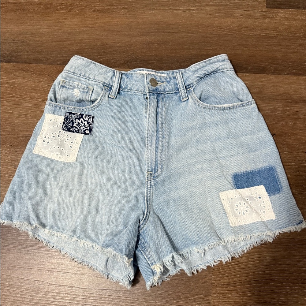 Hollister Blue and White Jean Shorts